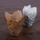 Baked Canapes Newspaper Christmas Retro Tulip greaseproof Paper Cups